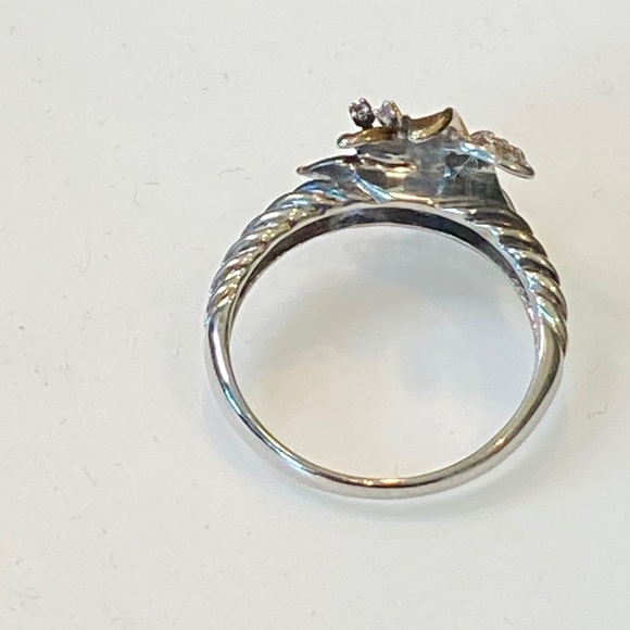 Beautiful Lilly Flower Diamond Sterling Ring! - Picture 7 of 13